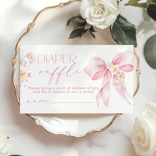 Rosa Bow Blommigt Diaper raffle biljett Tilläggskort (Skapare uppladdad)