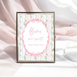 Rosa Bow Blommigt Girl Baby Shower Spädbarn är Swe Poster