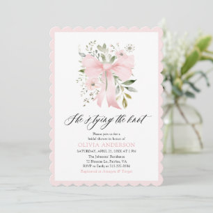 Rosa Bow Blommigt Hon Gifter sig Möhippa Inbjudningar