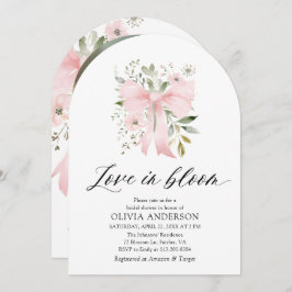 Rosa Bow Blommigt Kärlek i Möhippan Bloom Arch Inbjudningar