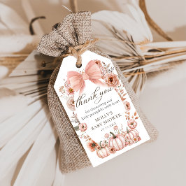 Rosa Bow Blommigt Pumpkin Baby Shower Gift-Märkre Presentetikett