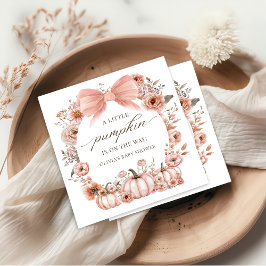 Rosa Bow Blommigt Pumpkin Baby Shower Napkins Pappersservett