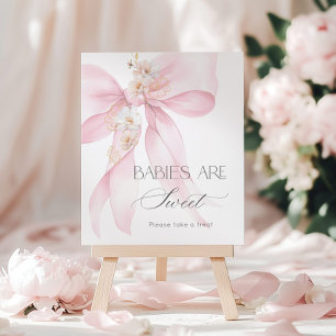 Rosa Bow Blommigt Spädbarn är sött Poster