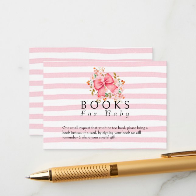 Rosa Bow Blommigt vattenfärgsdusch för barn i  Tilläggskort (Fram/Back In Situ)