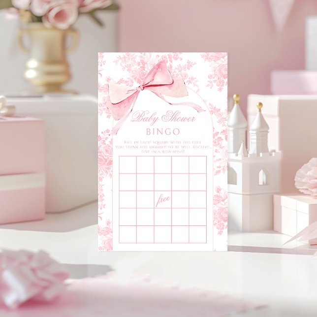 Rosa Bow Boho Arch Flolar Baby Shower Bingo Game (Skapare uppladdad)