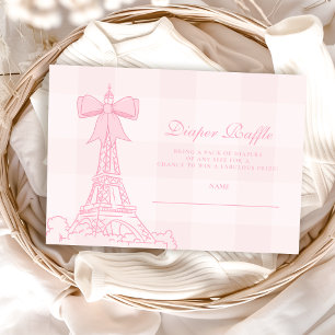 Rosa Bow Bonjour Bebe Baby Shower Diapper Raffle Tilläggskort