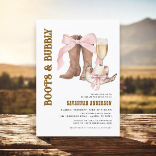 Rosa Bow Boots & Bubly Western Möhippa Inbjudningar