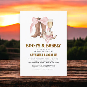 Rosa Bow Boots & Bubly Western Möhippa Inbjudningar