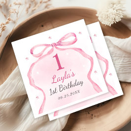 Rosa Bow Boutique 1:a födelsedag Party Pappersservett
