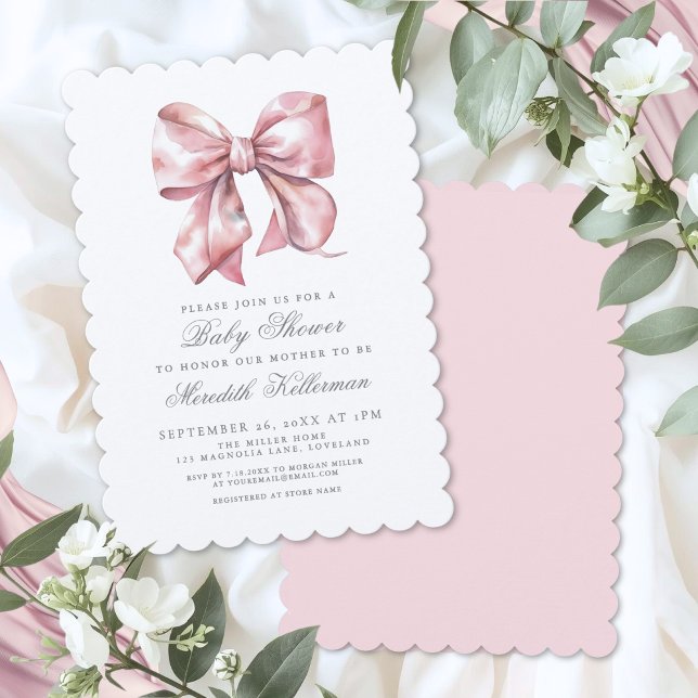 Rosa Bow Boy Dusch Inbjudningar (Pink Bow Boy Shower Invitation)