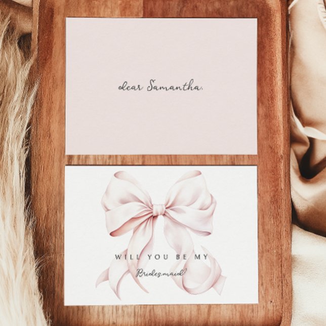 Rosa Bow Bridesmaid Frieri kort (Skapare uppladdad)