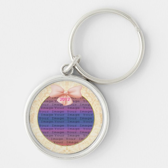 Rosa Bow Bröllop Nyckelring (Framsidan)