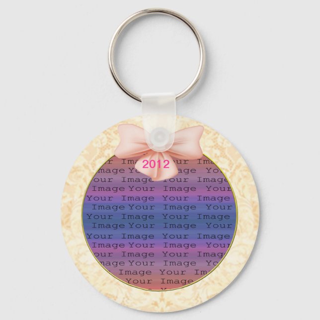 Rosa Bow Bröllop Nyckelring (Framsida)