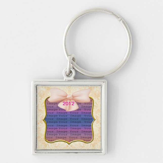 Rosa Bow Bröllop Nyckelring (Framsidan)