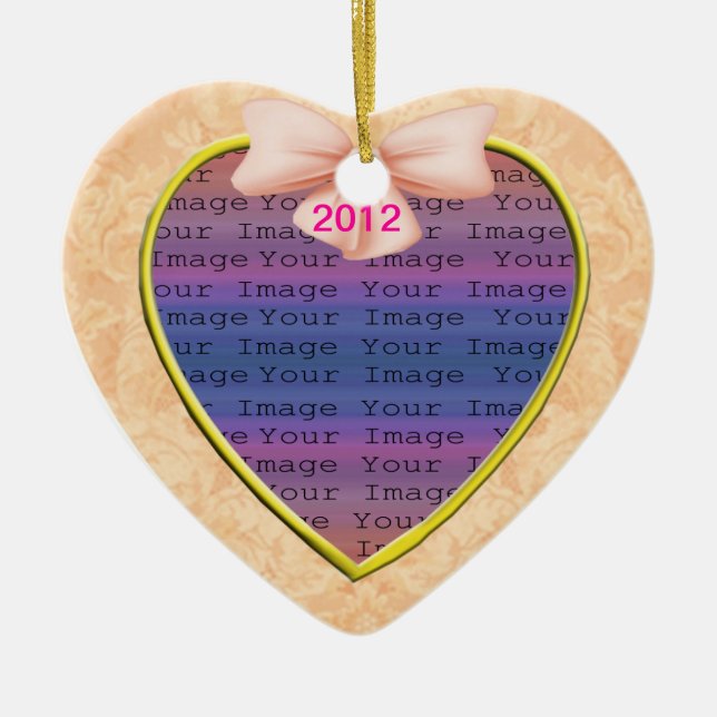 Rosa Bow Bröllop Ornament (Framsidan)