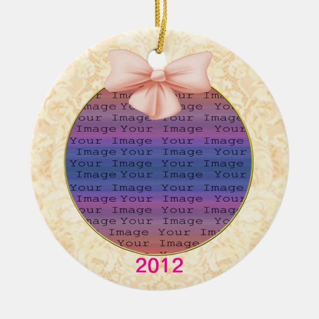 Rosa Bow Bröllop Ornament (Framsidan)