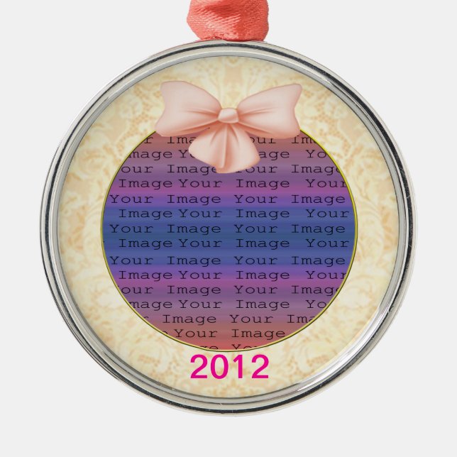 Rosa Bow Bröllop Ornament (Framsidan)