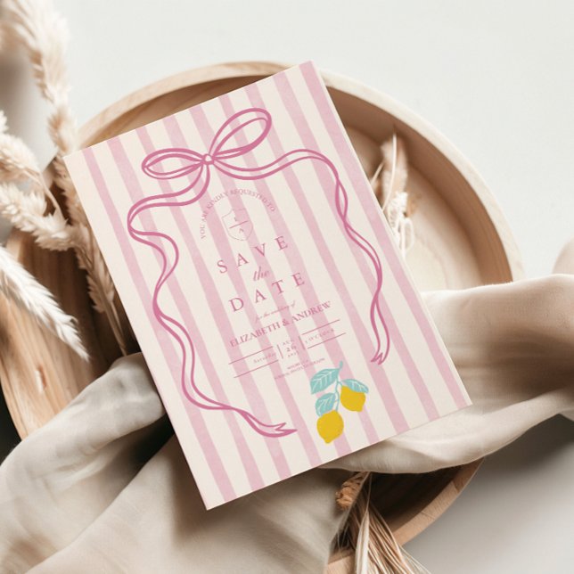 Rosa Bow Bröllop Spara Datumet (Skapare uppladdad)