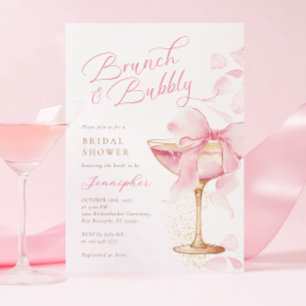 Rosa Bow Brunch och Bubly Möhippa Inbjudningar