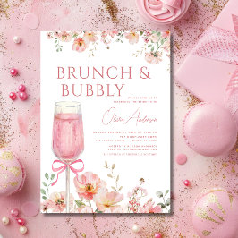 Rosa Bow Brunch och Möhippan BubLY Champagne Inbjudningar