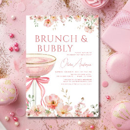 Rosa Bow Brunch och Möhippan BubLY Champagne Inbjudningar