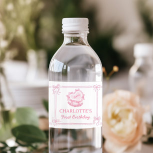 Rosa Bow Cake Birthday Vattenflaska Label Vattenflaskor Etikett