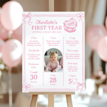 Rosa Bow Cake First Year Photo Milestone