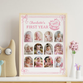 Rosa Bow Cake First Year Photo Milestone Poster