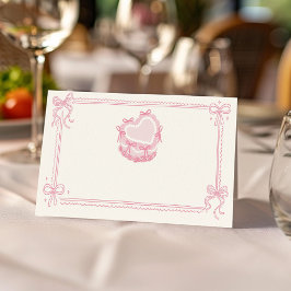 Rosa Bow Cake Födelsedagsfest Food Tält Place Card Placeringskort