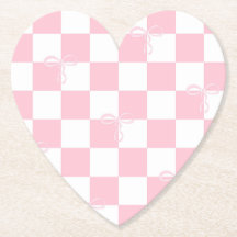 Rosa Bow Checkered Girly Hjärtformade