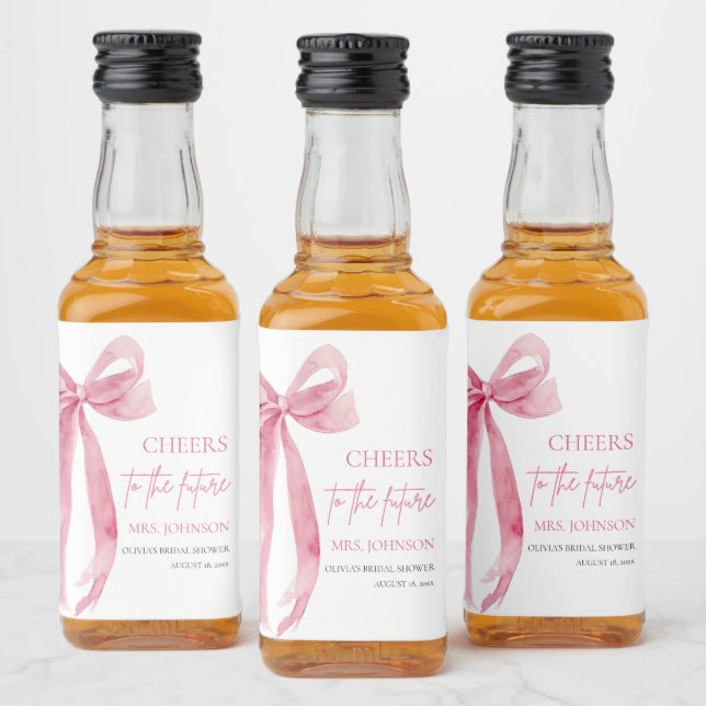  Rosa Bow Chef för den framtida Möhippan Spritflaskor Etikett (Flaskor)