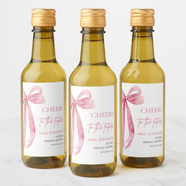  Rosa Bow Chef för den framtida Möhippan Vinetikett (Flaskor)