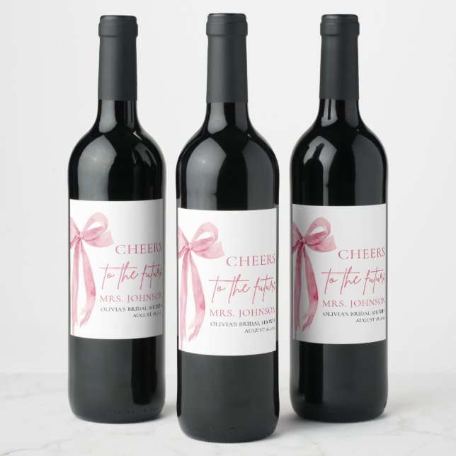  Rosa Bow Chef för den framtida Möhippan Vinflaska Etikett (Flaskor)
