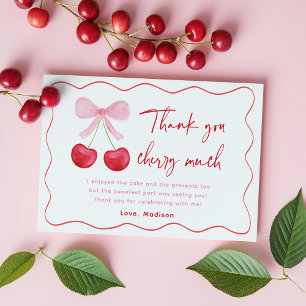 Rosa Bow Cherry Birthday Tack Kort