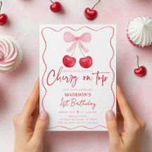 Rosa Bow Cherry Första födelsedag