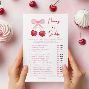 Rosa Bow Cherry Mamma eller Pappa Shower Game