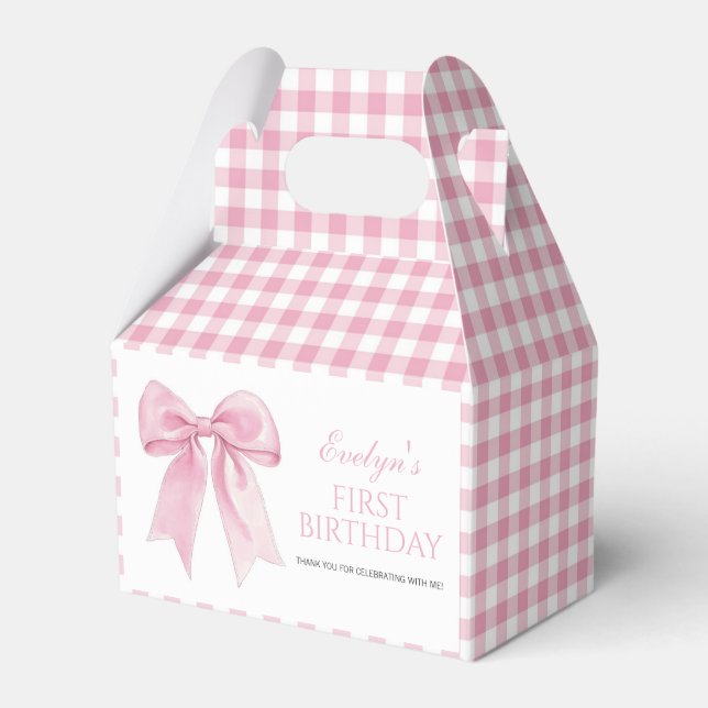 Rosa Bow Chic Coquette Girl Birthday Presentaskar (Framsidan Sidan)