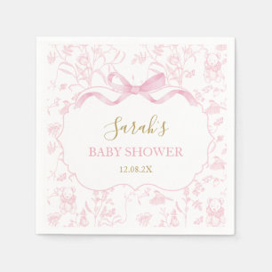 Rosa Bow Chinoiserie Baby Shower Girl Pappersservett