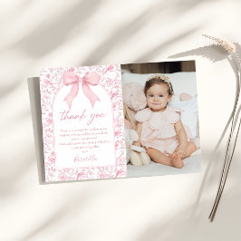 Rosa Bow Chinoiserie Blommigt Birthday Tack Kort