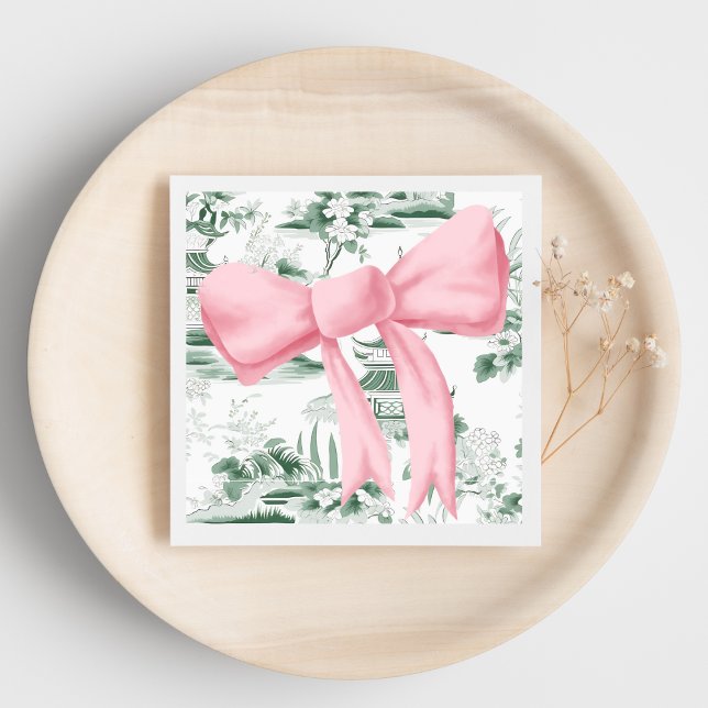 Rosa Bow Chinoiserie Preppy Napkin Pappersservett (Skapare uppladdad)