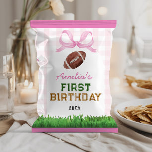 Rosa Bow Chip Bag Wrapper för fotbollsflicka Reklamblad