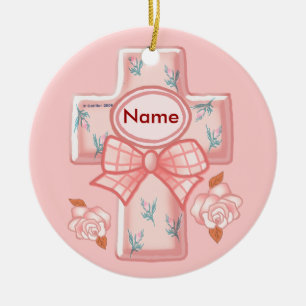 Rosa Bow Christian Kor Ornament