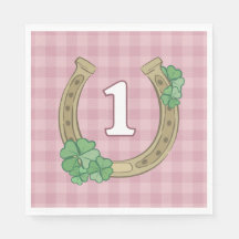 Rosa Bow Clover Lucky One Tjej 1-årsdag