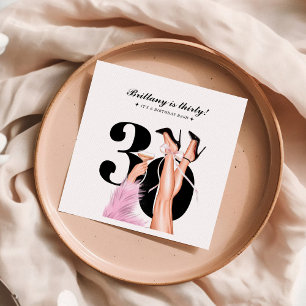 Rosa Bow & Cocktails Coquette Modern 30års födelse Pappersservett
