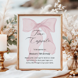Rosa Bow Coquette 1:a födelsedagstidskapsel Poster