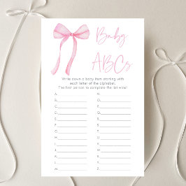 Rosa Bow Coquette ABCs Baby Shower-spel