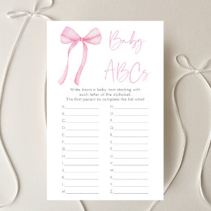 Rosa Bow Coquette ABCs Baby Shower-spel