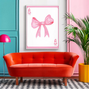 Rosa Bow Coquette Aesthetic-spelkort Poster