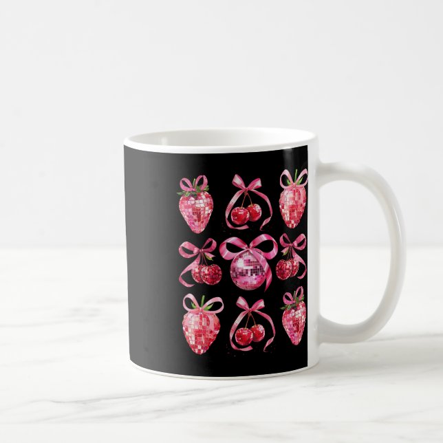 Rosa Bow Coquette Aesthetics Y2k Cherry Strawberry Kaffemugg (Höger)