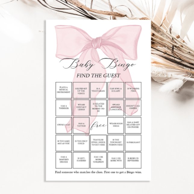 Rosa Bow Coquette Baby Bingo Hitta gästspel (Skapare uppladdad)